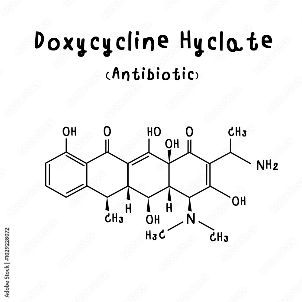 Fototapeta premium drug chemical structure of Doxycycline Hyclate illustration
