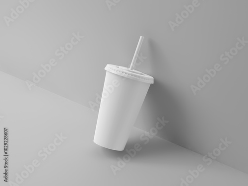 Perspective view soda cup mockup