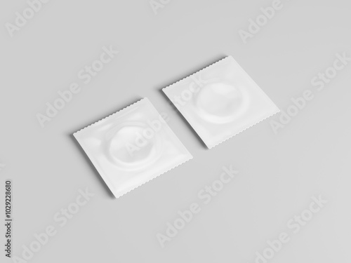 Perspective view two condom package mockup
