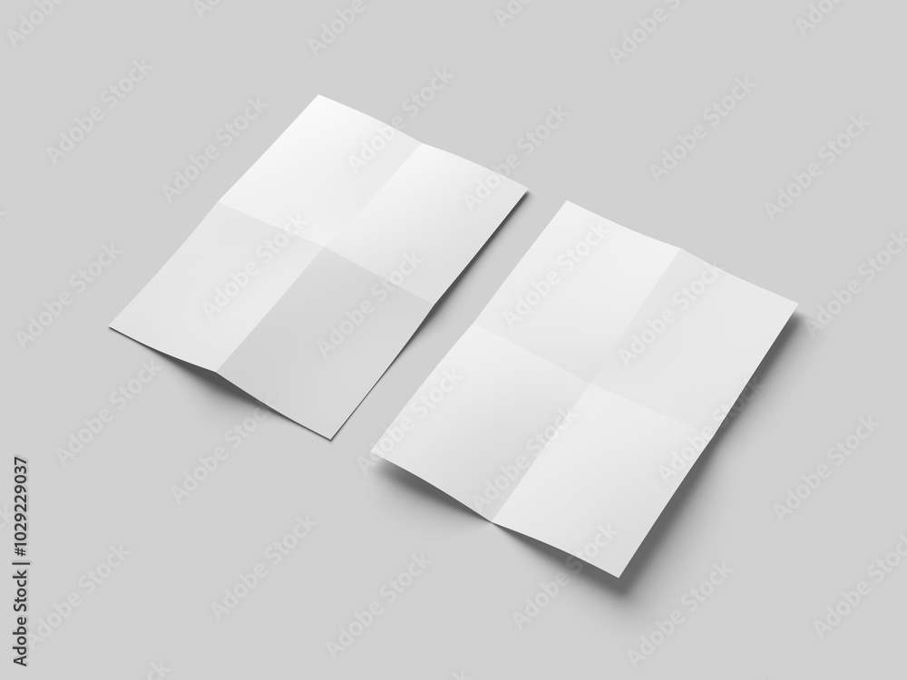 Right view two folded paper mockup Right view two folded paper mockup