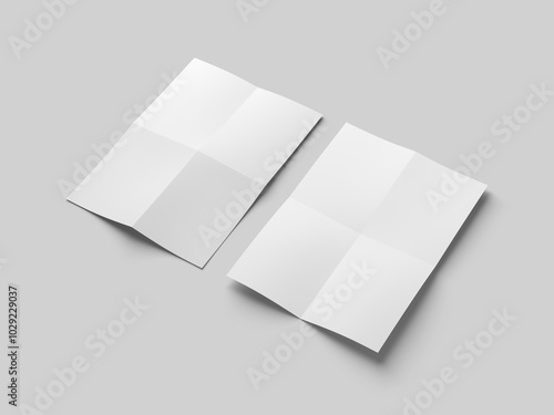 Right view two folded paper mockup