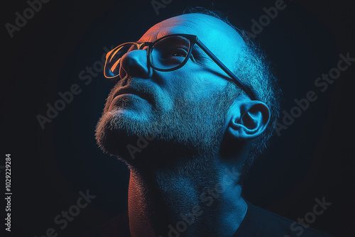 man portrait on dark backgr...