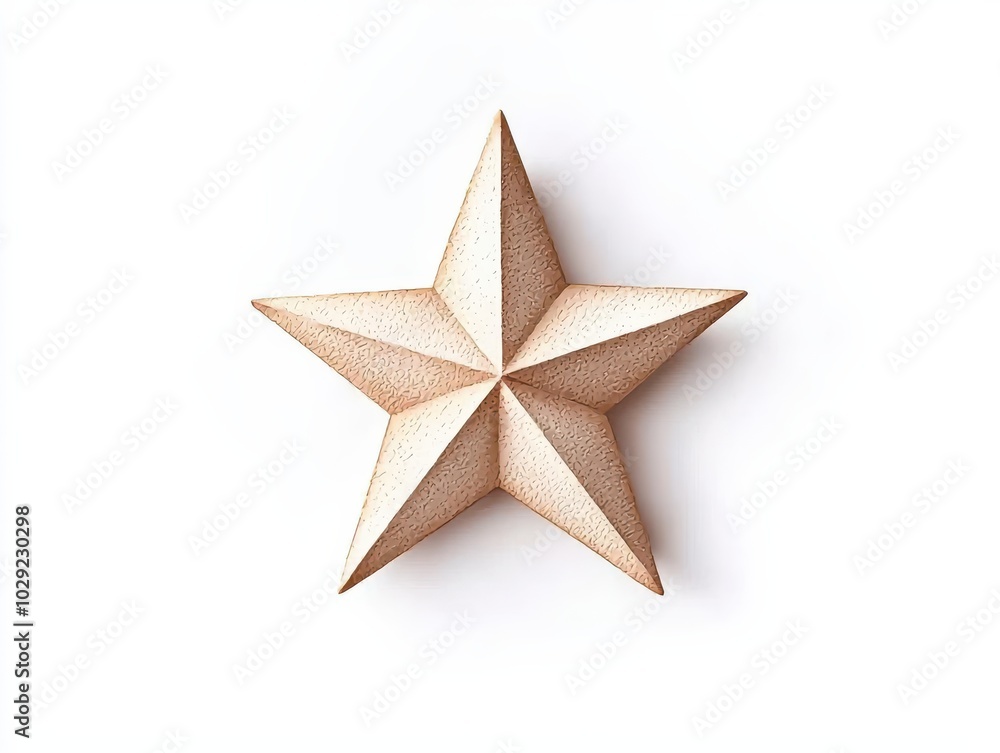 Three-dimensional star shape, white isolate background