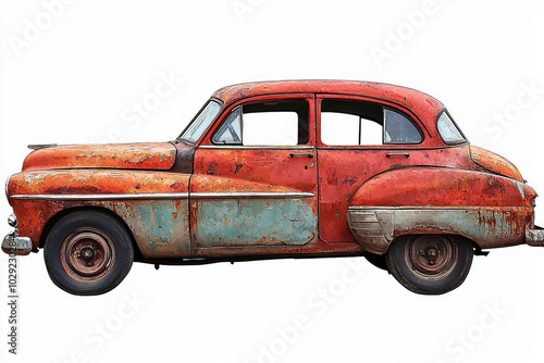 Old Car On White Background