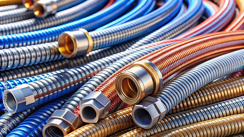 Flexible water hose pipe with shallow depth of field Flexible water hose pipe with shallow depth of field