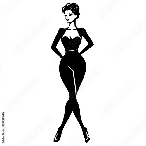 Pin Up Silhouette, Illustra...