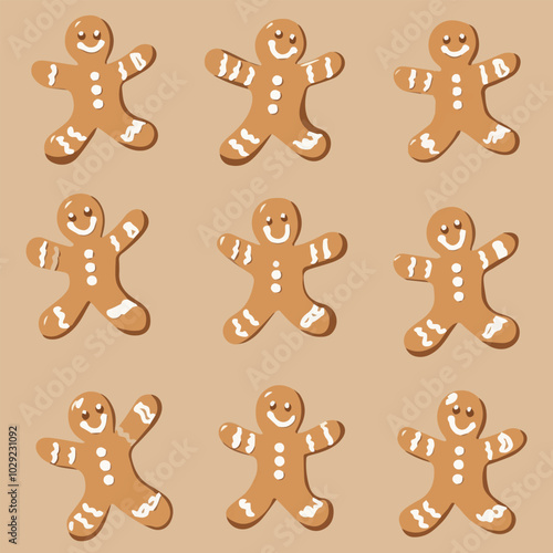 Vector set of Christmas gingerbread cookie