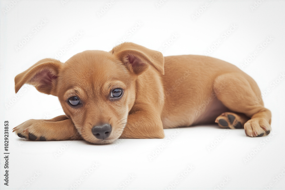 Puppy sitting isolated