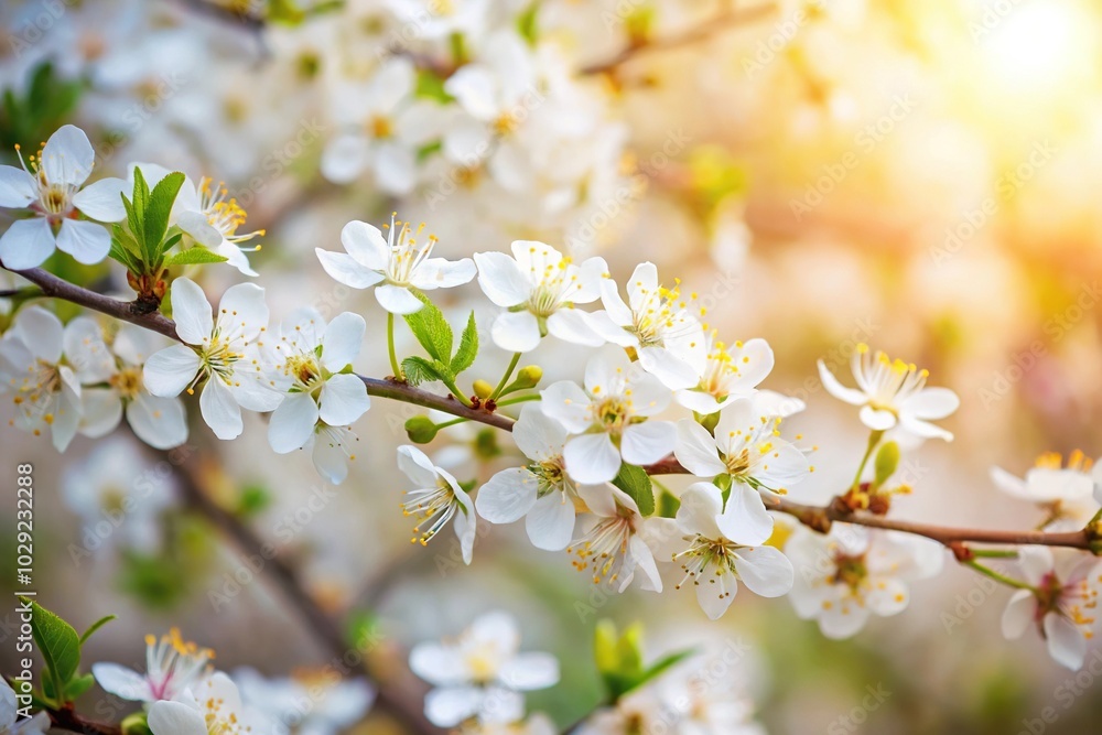 Floral background with white flowers Wild plums blooming Medium Shot Floral background with white flowers Wild plums blooming Medium Shot