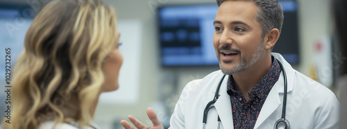 A doctor is talking to the patient to explain the treatment method