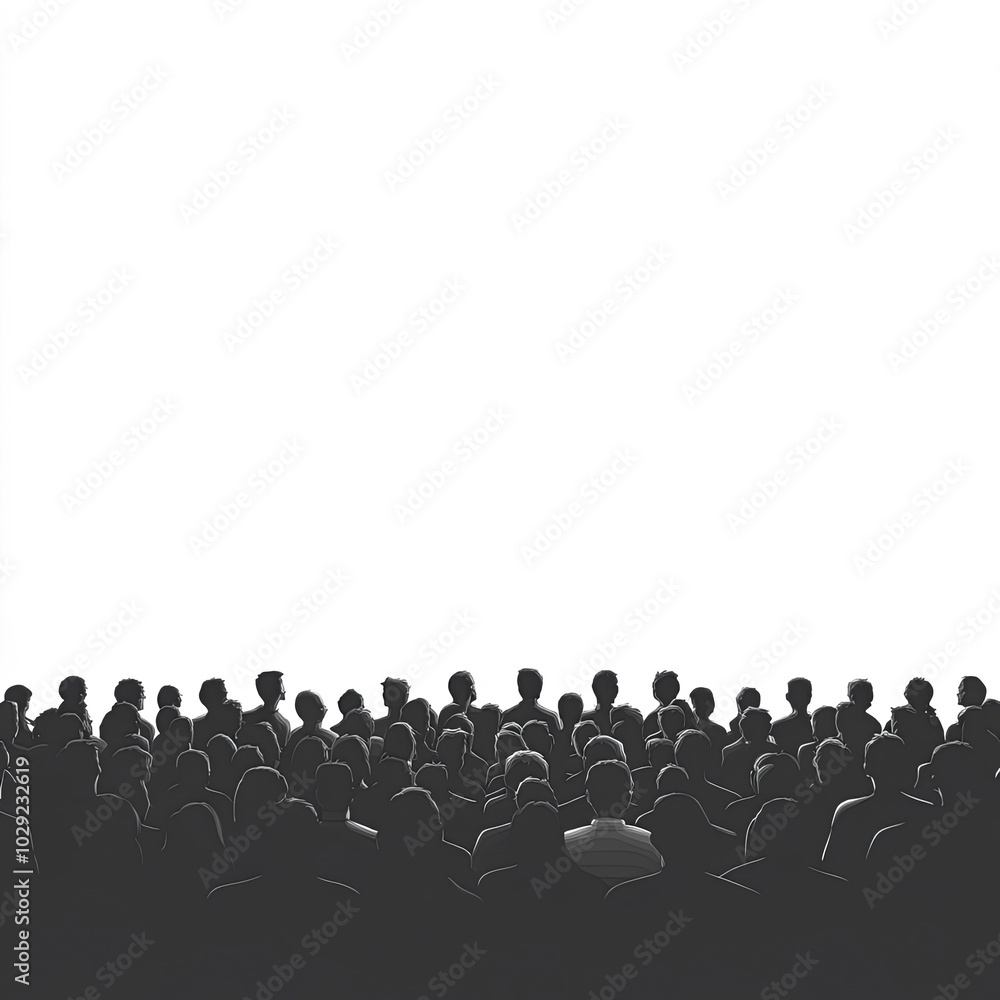 Obraz premium Seated Audience Silhouette, Illustration Isolated On White Background