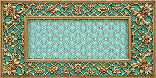 floral oak background with turquoise and golden elements