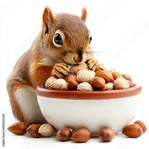 Squirrel With Nuts Isolated