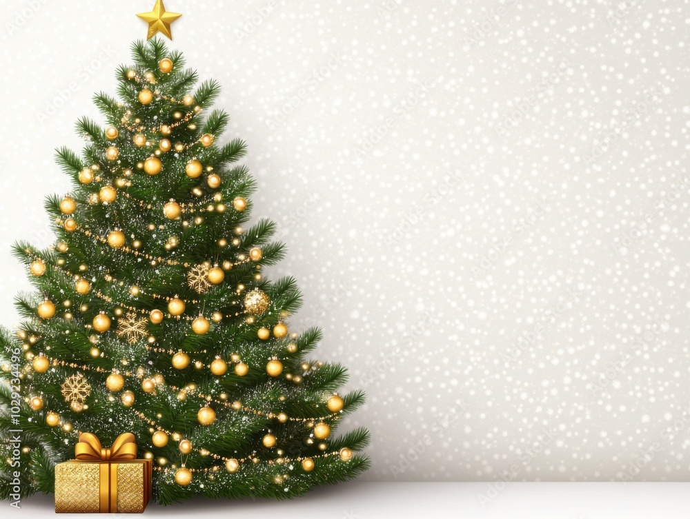 Frosted Christmas Tree with Lights and Gift Box Frosted Christmas Tree with Lights and Gift Box