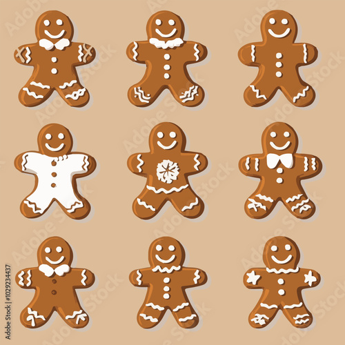 Vector set of Christmas gingerbread cookie