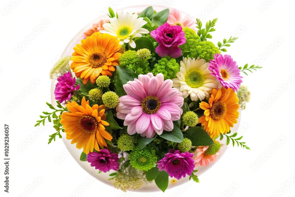 Flowers with green leaf isolated on white background fisheye Flowers with green leaf isolated on white background fisheye