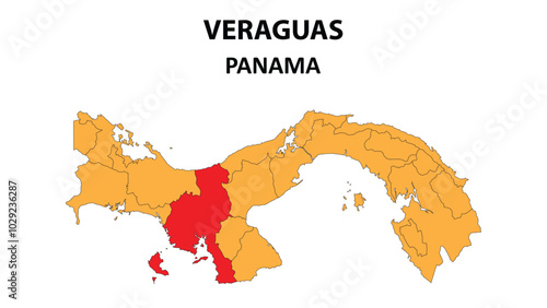 Veraguas Map is highlighted on the Panama map with detailed state and region outlines.