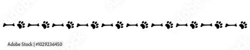 Paws dog and bones divider border stripe vector design element