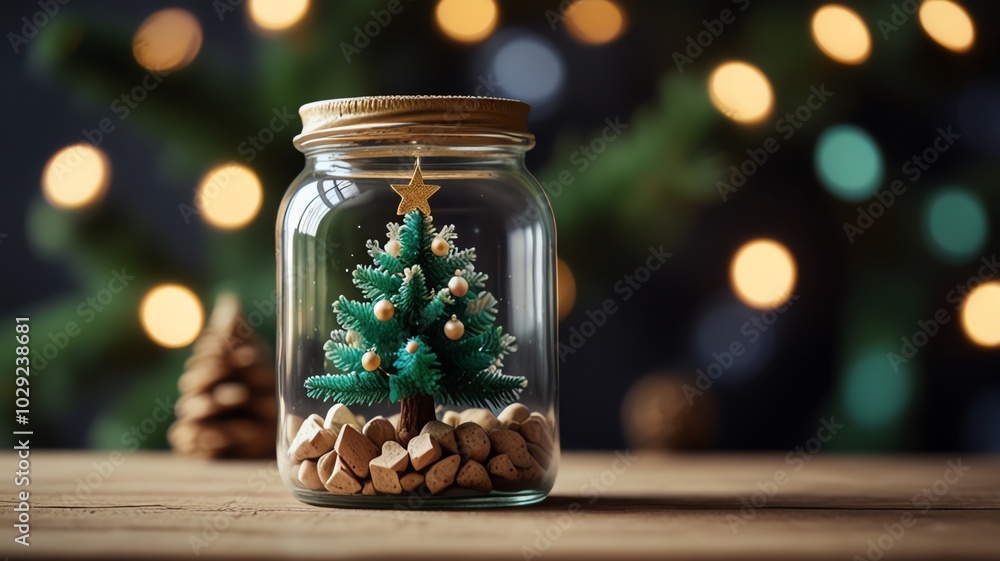 glass jar with christmas decorations glass jar with christmas decorations