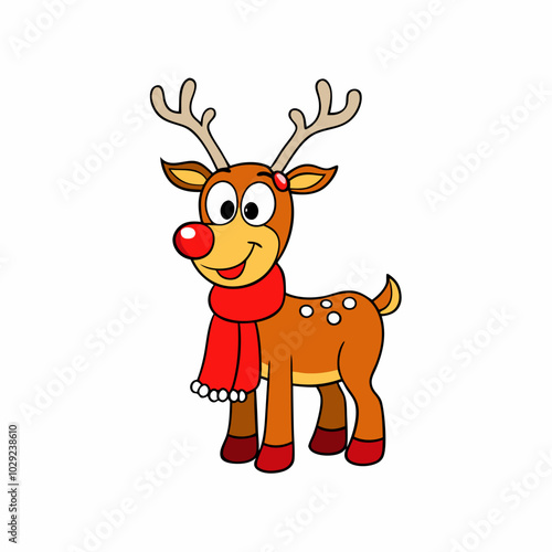 reindeer with a red nose and festive scarf 