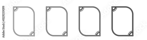 Black outline of frame for decoration. Set of simple dark frameworks for interior.