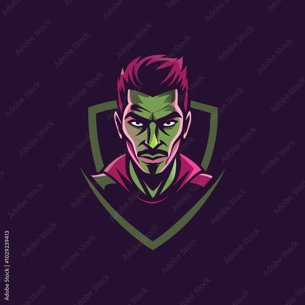Sportsman face illustration in flat style Sportsman face illustration in flat style
