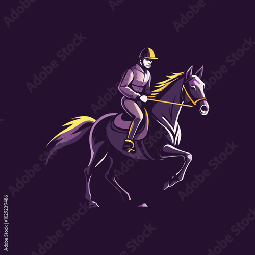 A flat style illustration of horse racing 