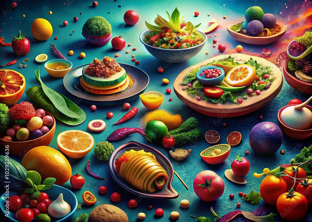 Chaotic Virtual Reality Food Scene with Raw Style and Dynamic Elements Chaotic Virtual Reality Food Scene with Raw Style and Dynamic Elements