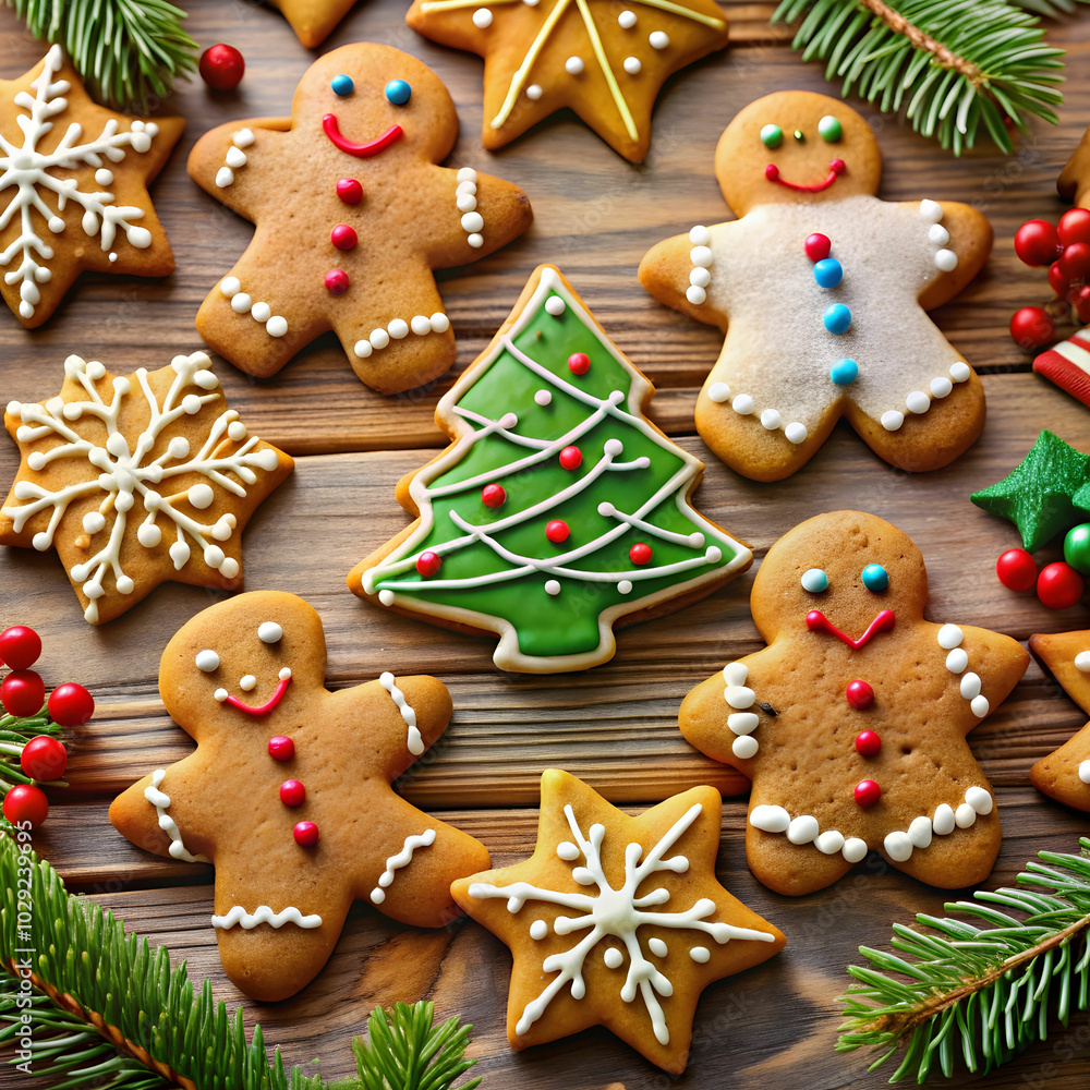 Delicious traditional Christmas cookies shaped like stars, Delicious traditional Christmas cookies shaped like stars,