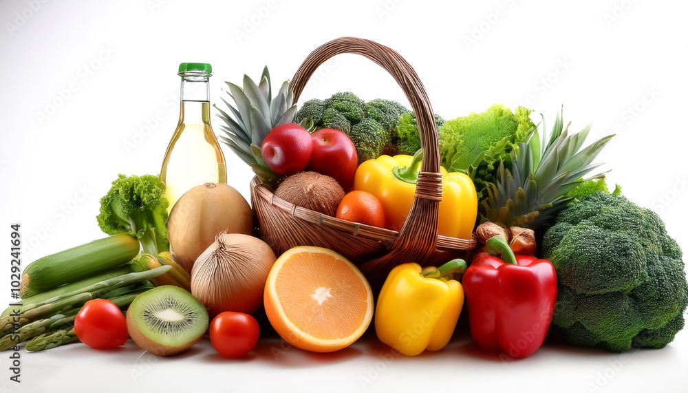 shopping bag healthy food, isolated on white background shopping bag healthy food, isolated on white background