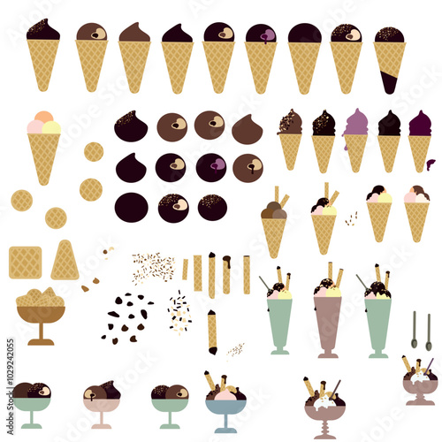 Big set of ice cream. Vector illustration.