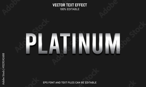 Platinum 3d style chrome color editable text effect