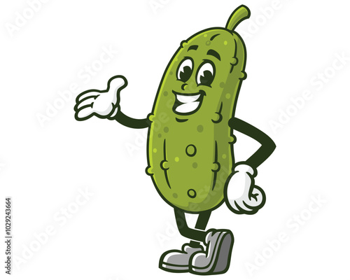 Smiling Pickle Cartoon Mascot Illustration Character Vector Clip-art Hand-drawn Logo Design