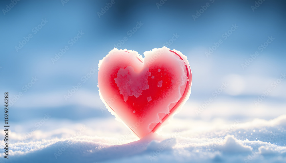 Obraz premium frozen heart-shaped lock as a love symbol isolated with white highlights, png