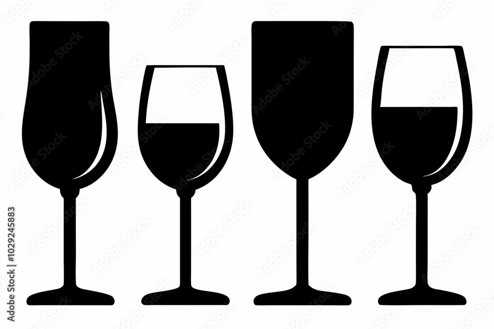Wine glass silhouette vector set, Wine glass icon vector
Wine glass silhouette vector set, Wine glass icon vector