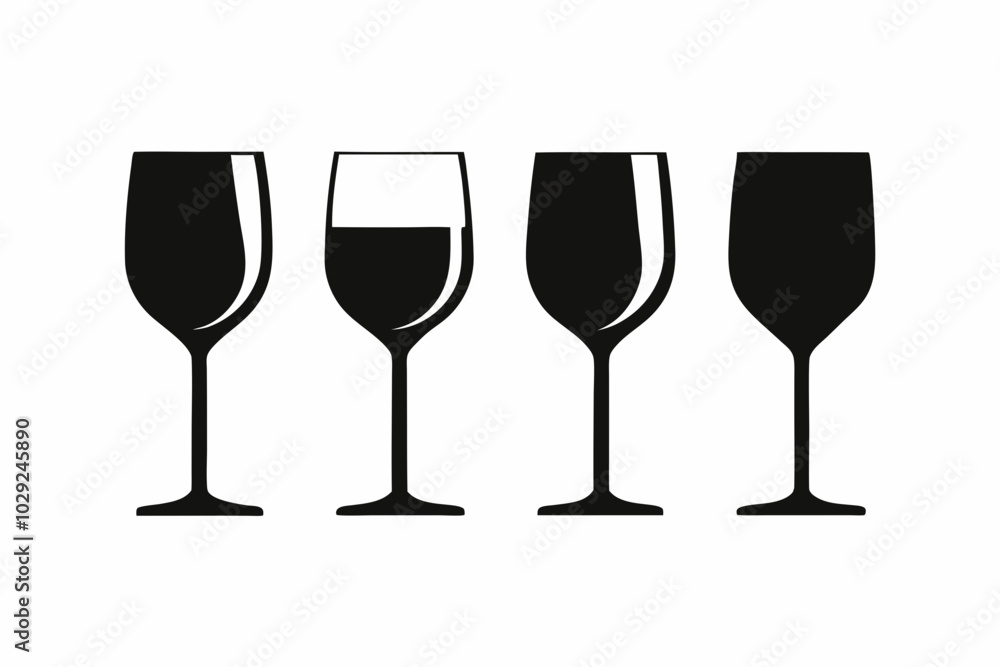 Wine glass silhouette vector set, Wine glass icon vector
Wine glass silhouette vector set, Wine glass icon vector