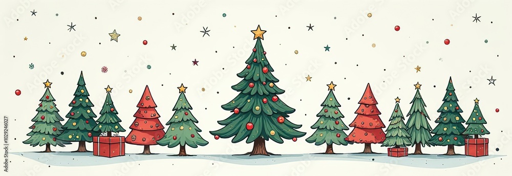 Christmas tree hand drawn illustrations. Christmas tree hand drawn illustrations.