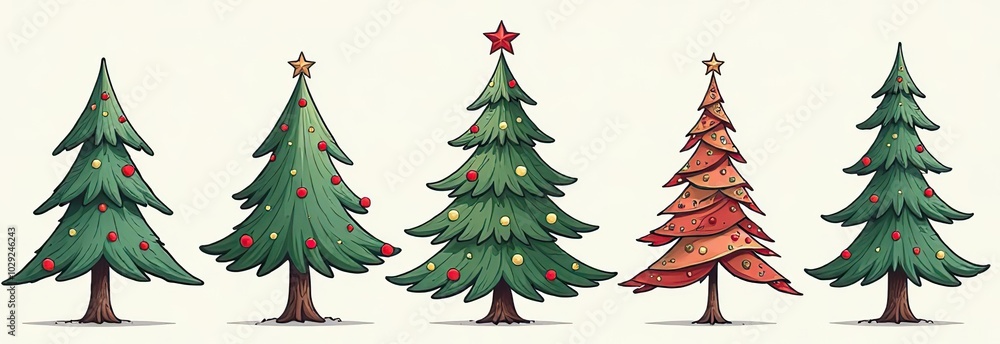 Christmas tree hand drawn illustrations. Christmas tree hand drawn illustrations.