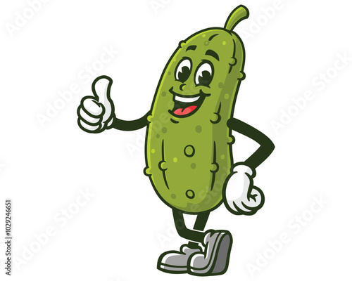 Pickle with thumbs up, Cartoon Mascot Illustration Character Vector Clip-art Hand-drawn Logo Design