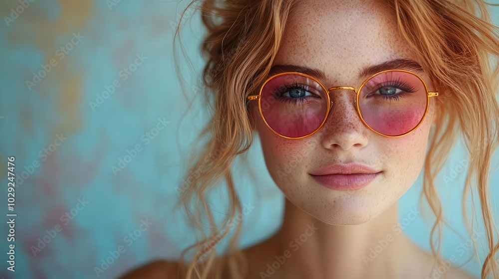 cheerful portrait of a fairhaired woman wearing vibrant sunglasses embodying the colorful and playful spirit of the 1970s aesthetic cheerful portrait of a fairhaired woman wearing vibrant sunglasses embodying the colorful and playful spirit of the 1970s aesthetic