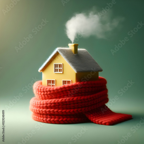 Yellow House with Bright Red Scarf photo