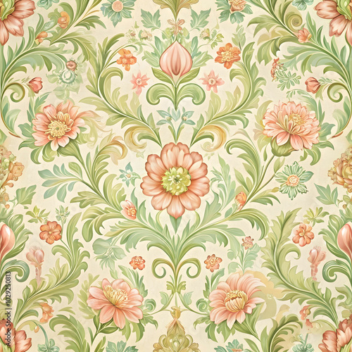 Wallpaper Mural An elegant vintage wallpaper pattern featuring intricate floral designs Torontodigital.ca