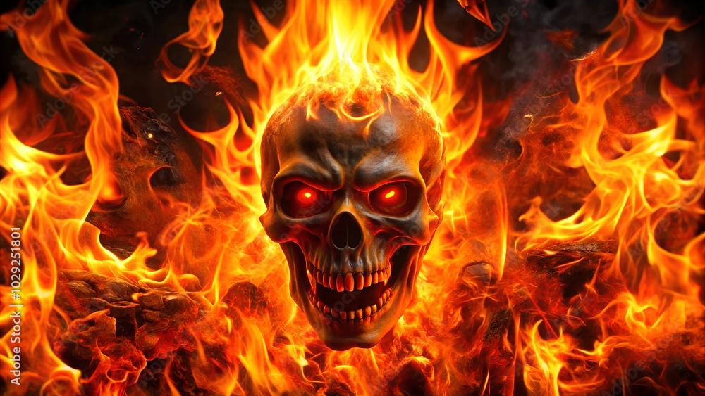skull in fire skull in fire