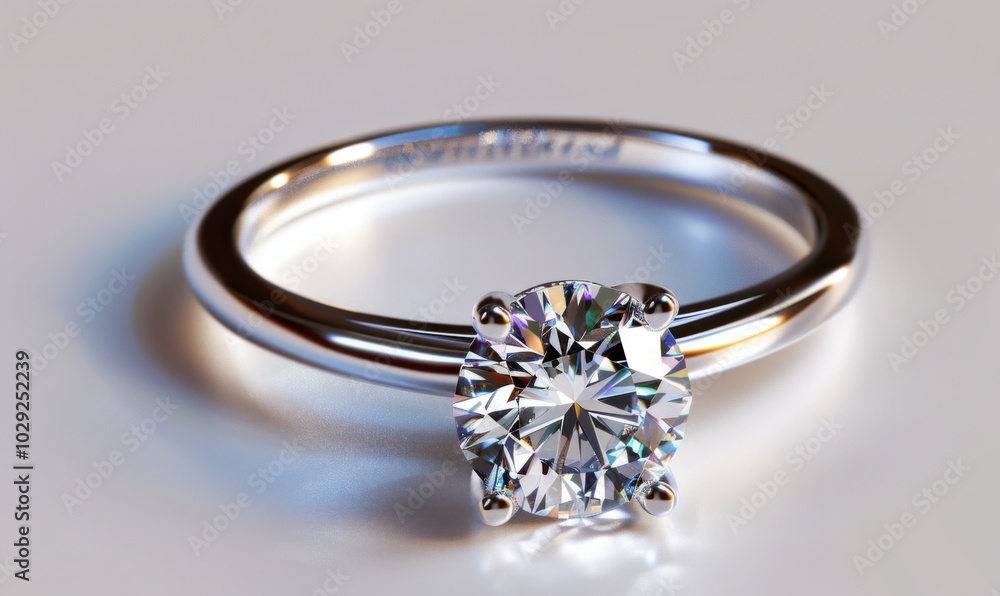 Elegant diamond ring, white background, 4K hyperrealistic photo Elegant diamond ring, white background, 4K hyperrealistic photo
