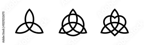Old viking black triquetra. Simple black vector illustration. Ornament of medieval celtic knot.