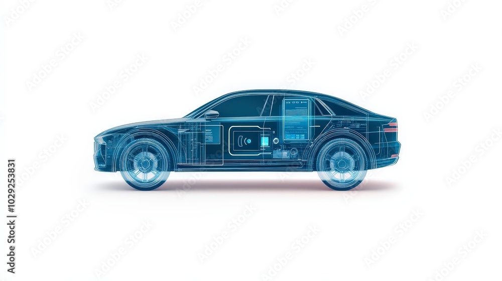 Fototapeta premium Electric Car with Digital Display