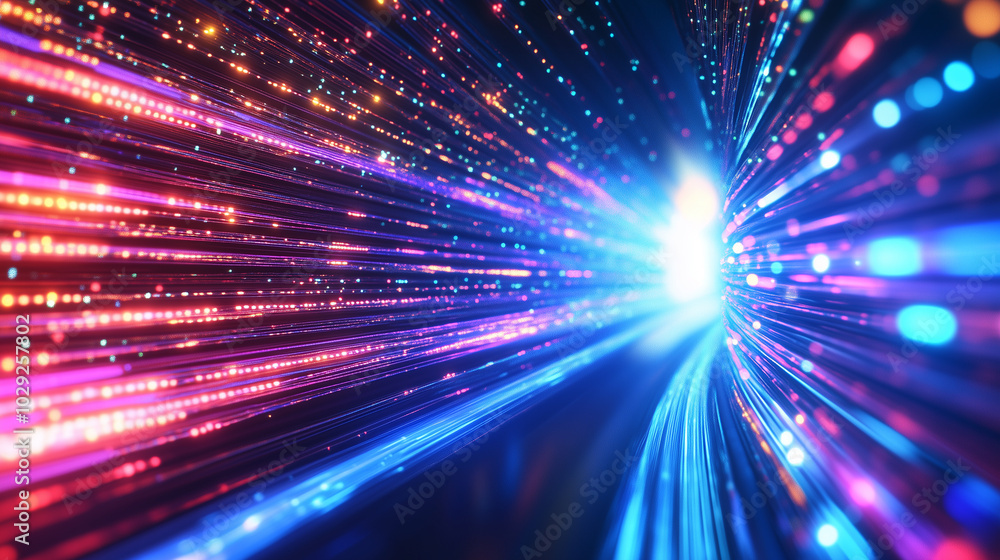 Abstract digital data flow A highly detailed image of abstract data streams represented by vibrant glowing lights and lines flowing through a dark background. The colors are a mix Abstract digital data flow A highly detailed image of abstract data streams represented by vibrant glowing lights and lines flowing through a dark background. The colors are a mix