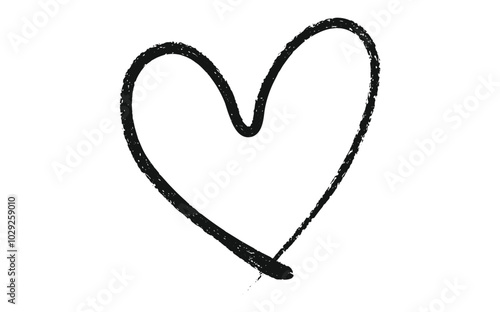 Hand-drawn Black pencil heart doodle line. Hand-drawn heart symbol. heart icon isolated on a transparent background.