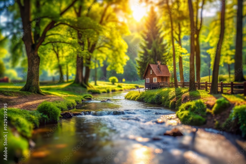 Naklejka premium Tilt-Shift Photography of Ciernisko z Bel Somy in a Lush Natural Landscape
