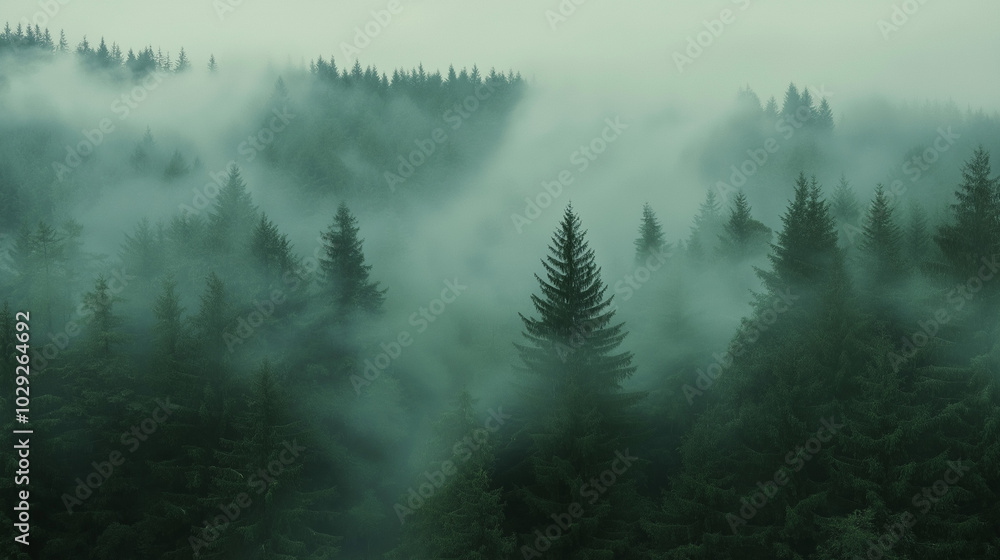 A misty forest with tall pine trees, shrouded in fog, creating a sense of mystery and tranquility. A misty forest with tall pine trees, shrouded in fog, creating a sense of mystery and tranquility.